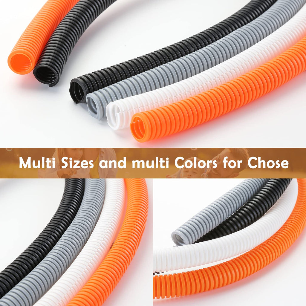 ZhiYo 20FT 3/8” Wire Loom Split Tubing Auto Wire Conduit Flexible Cover | High Temperature Heat Resistant -40F to 257F | Plastic Cover for Electrical Wires & Cables, White