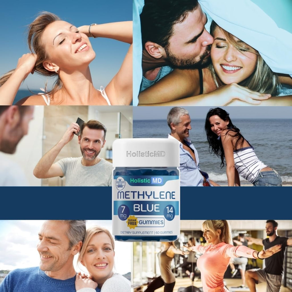 Holistic MD Methylene Blue for Humans USP Pharma Grade 7mg and 14mg dose - 3rd Party Certified Quality - Sugar Free Vegan - Berry Flavor 60 Gummies