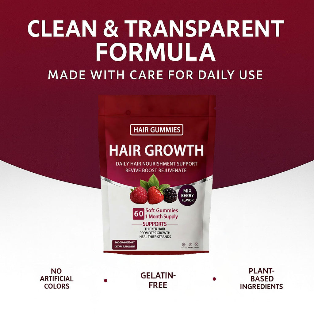 Vivikig Lumin Hair Growth Gummies – Daily Hair Nourishment with Biotin, Collagen & Botanical Extracts – Supports Thicker, Stronger & Healthier-Looking Hair – Mixed Berry Flavor, 60 Gummies (1)