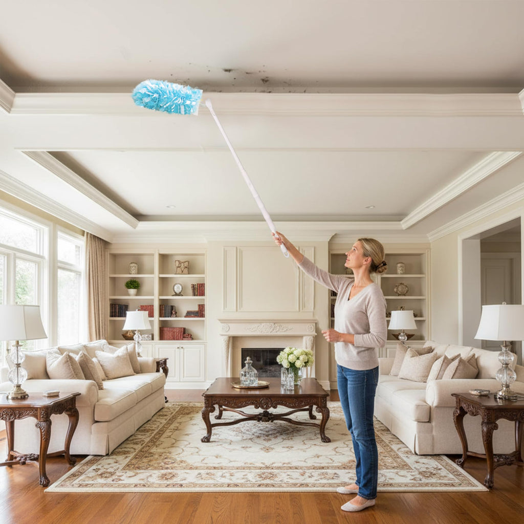 50 Count Duster Refills ，360° Heavy Duty Duster Refills Compatible with Swiffer Duster, Multisurface Heavy Duty Duster Replacements with 1 Short Handle and 1 Extenda Handle