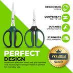 Yieldcropper Hydroponic 2-Pack Bonsai Scissors and Plant Trimming Shears Set - Stainless Steel Pruning Shears for Indoor Gardening, Succulent Harvest, and Precision Plant Care