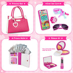 Officygnet Play Purse for Little Girl, Pretend Princess Play Girls Toys for 3 4 5 6 7 8 Year Old, Toddler Purse with Accessories, Kids Toy Purse Birthday for Girls Ages 3-5 4-5 6-8