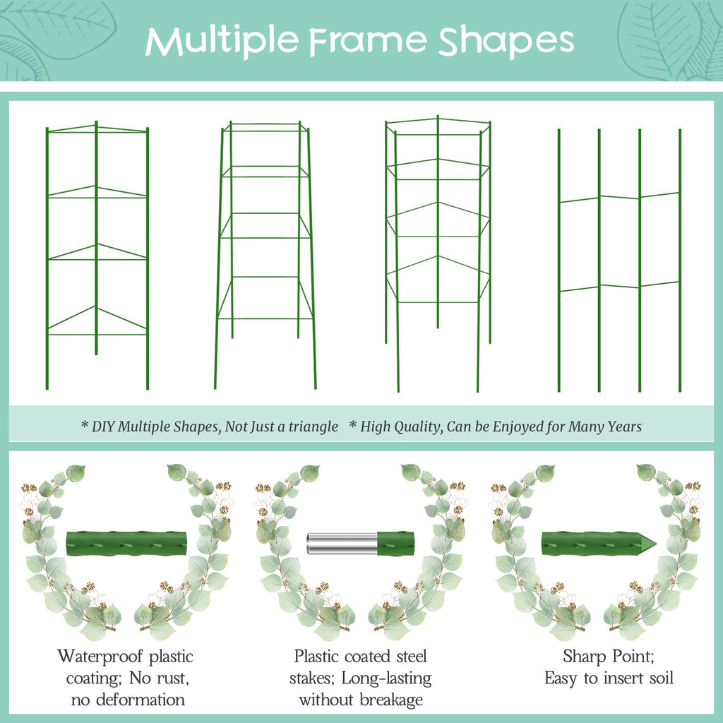 Legigo 2-Pack Tomato Cage for Garden Plant Support- Up to 63inch Garden Stakes Tomato Cage, Tomato Trellis for Potted Plants, Tomato Cages Plant Stakes for Climbing Vegetables Plants Flowers