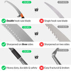 14FT Pole Saw for Tree Trimming 2-in-1 Hand Saw Steel Blade Extension Pole
