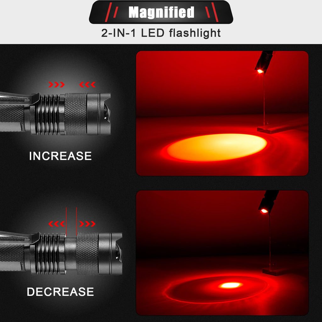 Honoson Red Light Flashlight LED Single Mode Torch 1 Mode Scalable Red Lens Filter Flashlight for Night Astronomy Aviations Observation Beach Safe(16 Pieces)