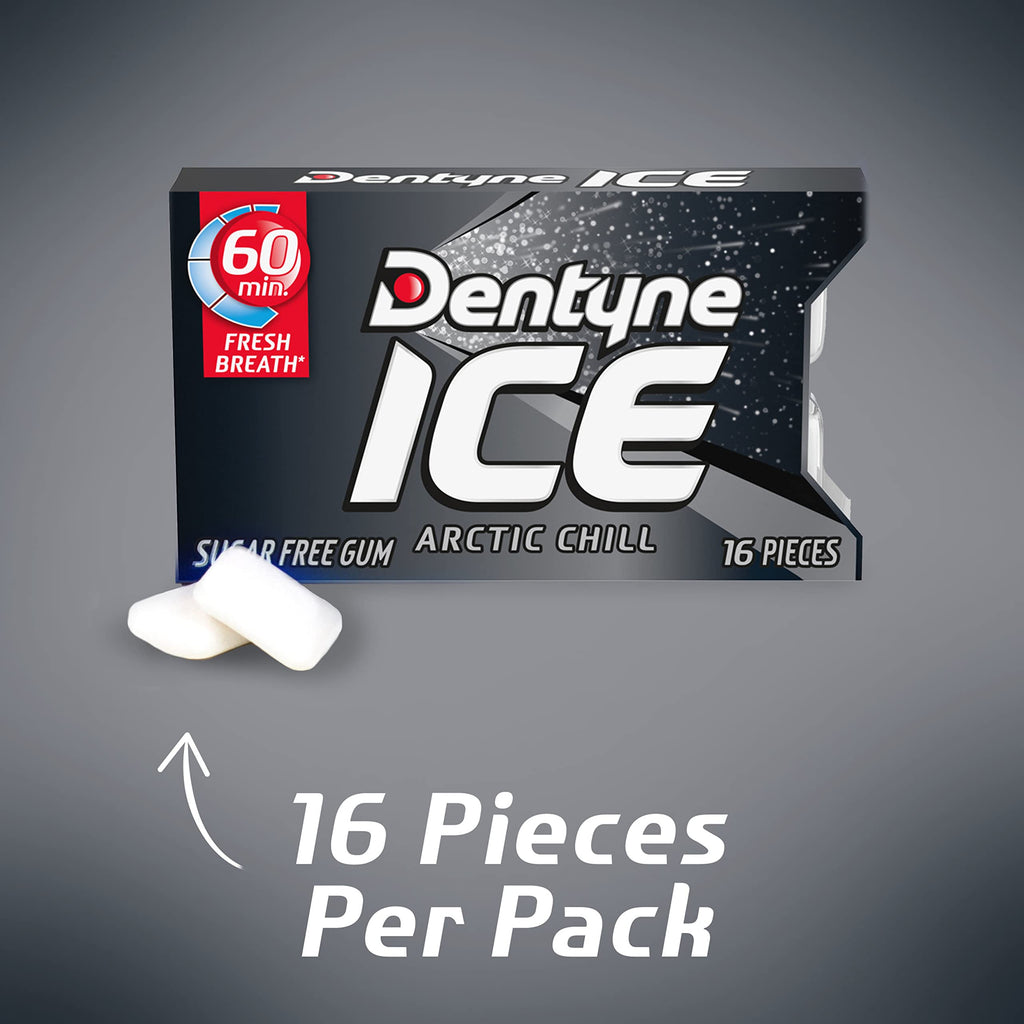 Dentyne Ice Arctic Chill Sugar Free Gum, 9 Packs of 16 Pieces (144 Pieces)