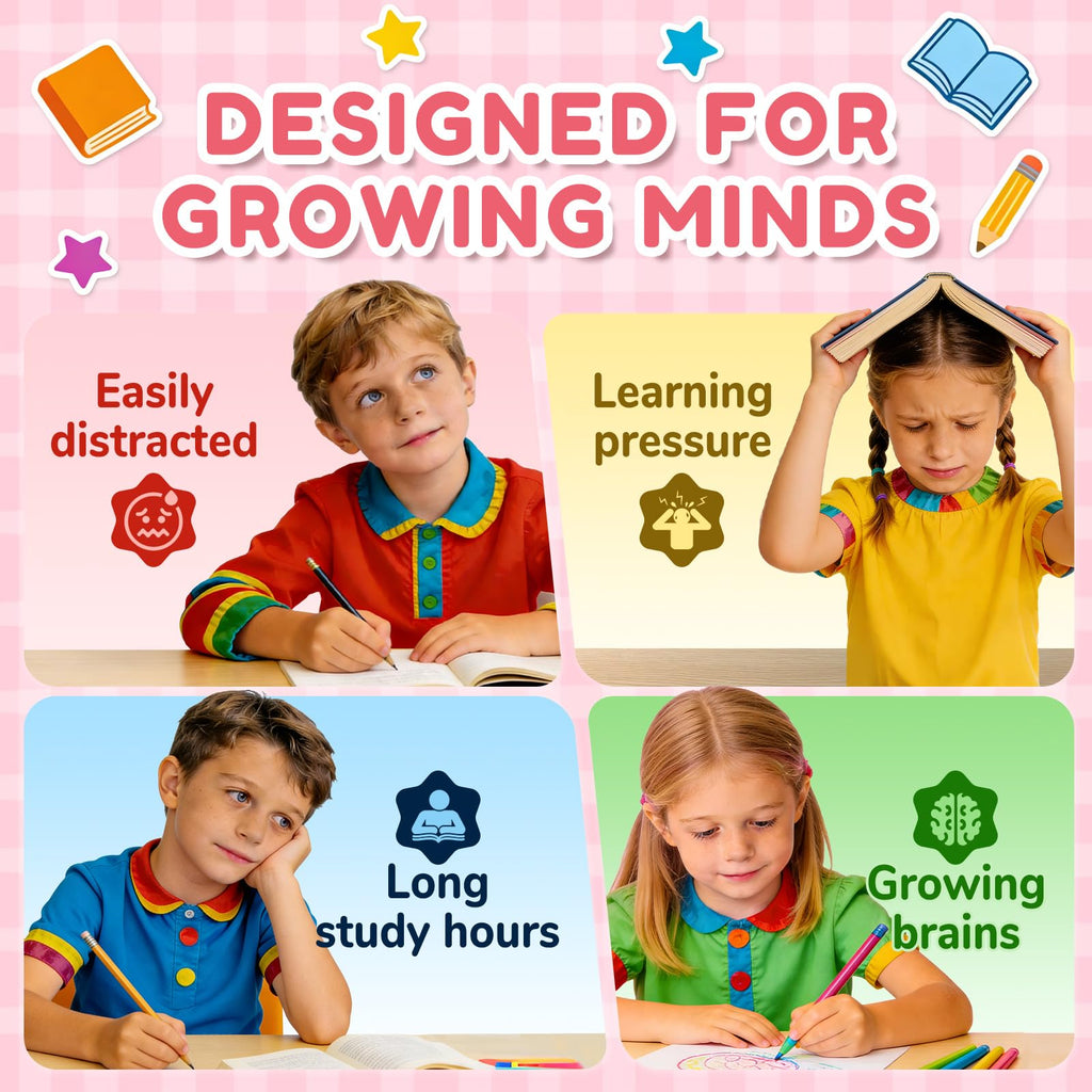 NATISLAND Focus Gummies for Kids, Brain Supplements with Phosphatidylserine, Omega-3 & Saffron, for Kids Memory, Focus & Attention Support, Sugar Free, Vegan, Strawberry Flavor, 60 Chewable