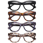 KSSESSE Reading Glasses for Women Men Square Oval Readers with Spring Hinge Thick Frame Style (Mixed Colors-C1, 1.75, x)