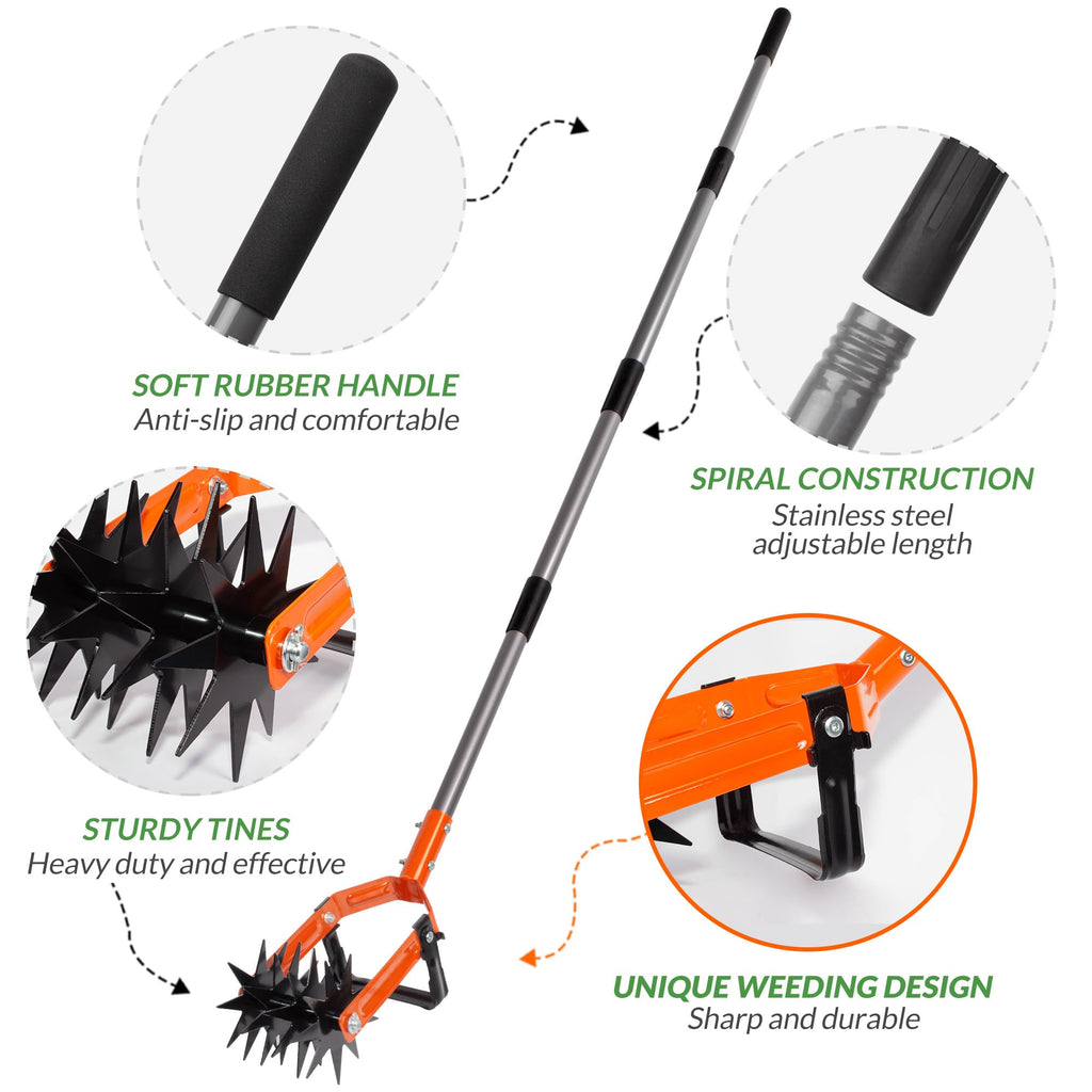 Walensee Rotary Cultivator Garden Tool, 2-in-1 Tiller & Stirrup Hoe