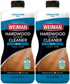Weiman Hardwood Floor Cleaner for Finished Hardwood, Engineered Flooring, Vinyl & Laminate Surfaces - Streak-Free Shine, No Residue - 32 oz (2 PACK)