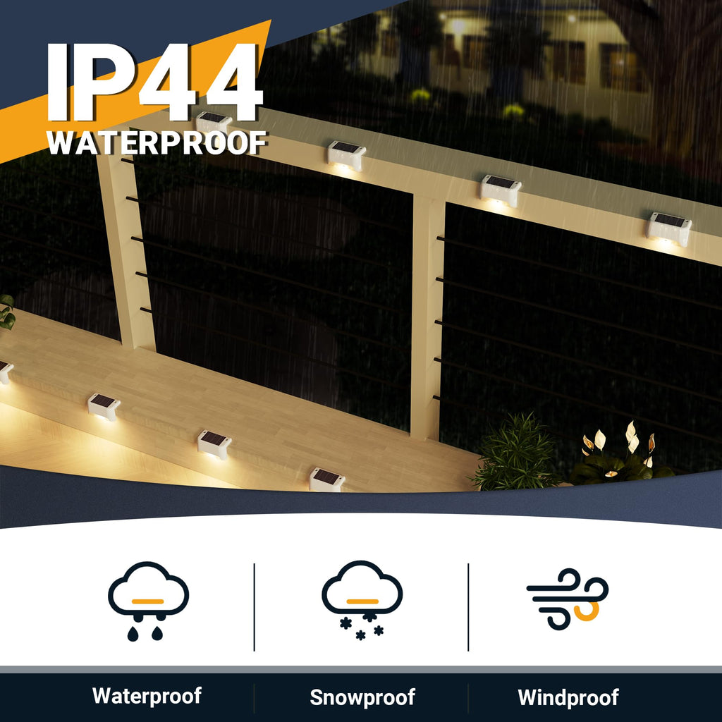 SOLPEX Solar Fence Lights Outdoor 16 Pack, Solar Step Lights Waterproof Led Solares Light for Outdoor Stairs, Deck, Fence, Yard, Patio, and Balcony(Warm White)