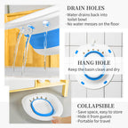 Sitz Bath for Toilet Hemorrhoids Postpartum Care, Perineal Soaking Bath Over The Toilet Seat, Collapsible Sitz Basin with Flusher for Vaginal Anal Inflammation Treatment, Yoni Steam Seat, White/Blue