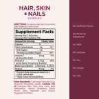 Nature's Bounty Optimal Solutions Hair, Skin and Nails Gummies with Biotin, 2500 mcg, Strawberry Flavored, 200 Count, 100 Total Servings
