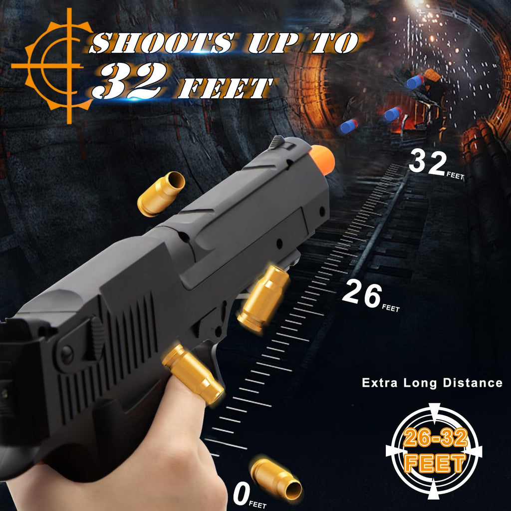 DaoDaoZhu Soft Bullet Toy Gun Pistol Shell Ejecting, Fake Prop Gun Black