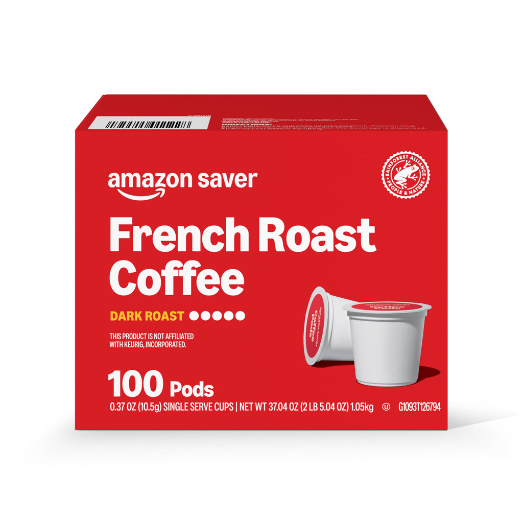 Amazon Brand - Happy Belly Dark Roast Coffee Pods, French Roast, Compatible with Keurig 2.0 K-Cup Brewers, 100 Count