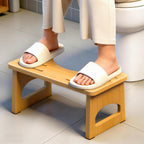Foldable Toilet Stool, 7 Inch Poop Stool for Bathroom, Bamboo Toilet Stool Squat Adult, Collapsible Squatting Potty Stool with Non-Slip Strip - Improve Squatting Posture and Comfort, Wood