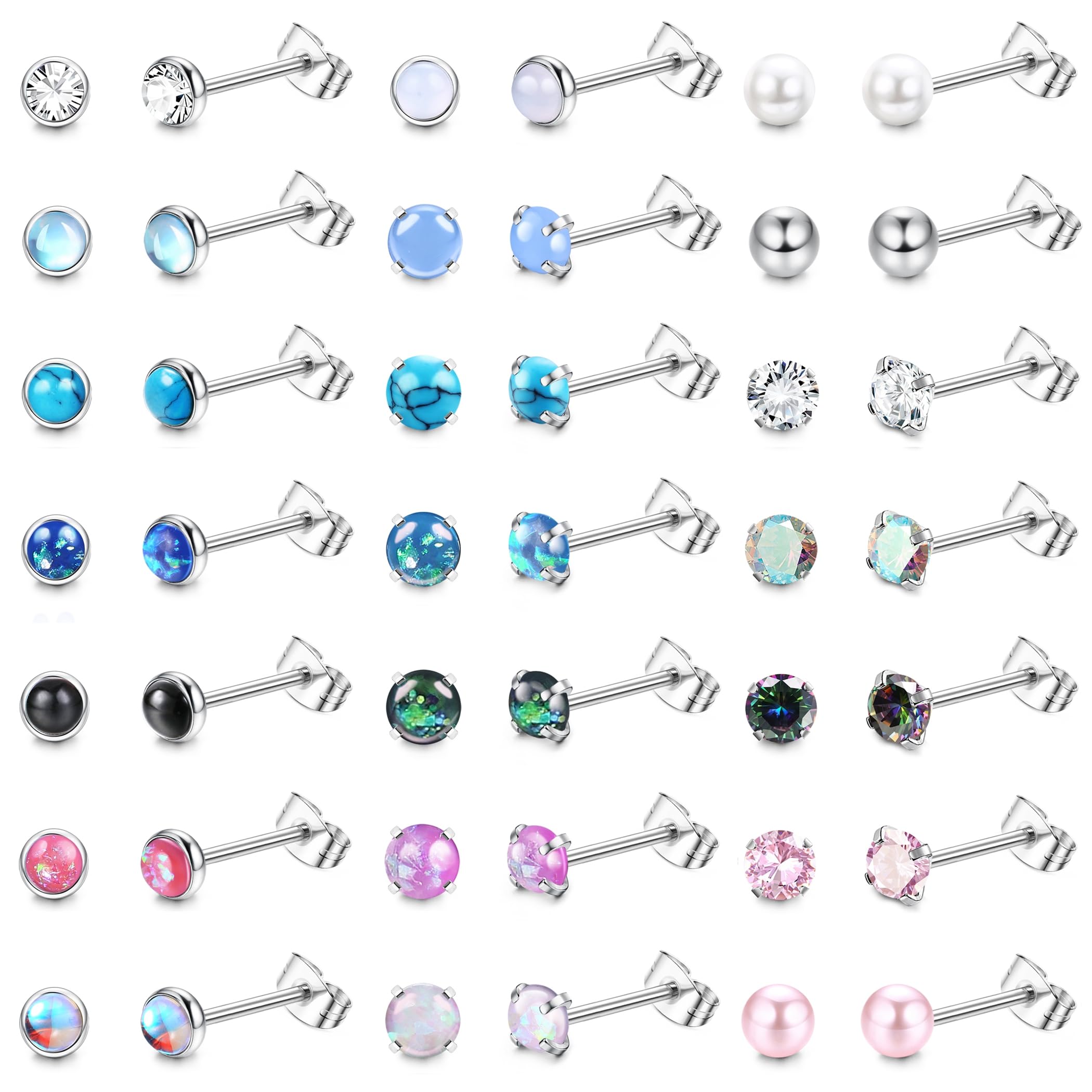 YADOCA 21 Pairs Hypoallergenic Surgical Steel Stud Earrings for Women Men
