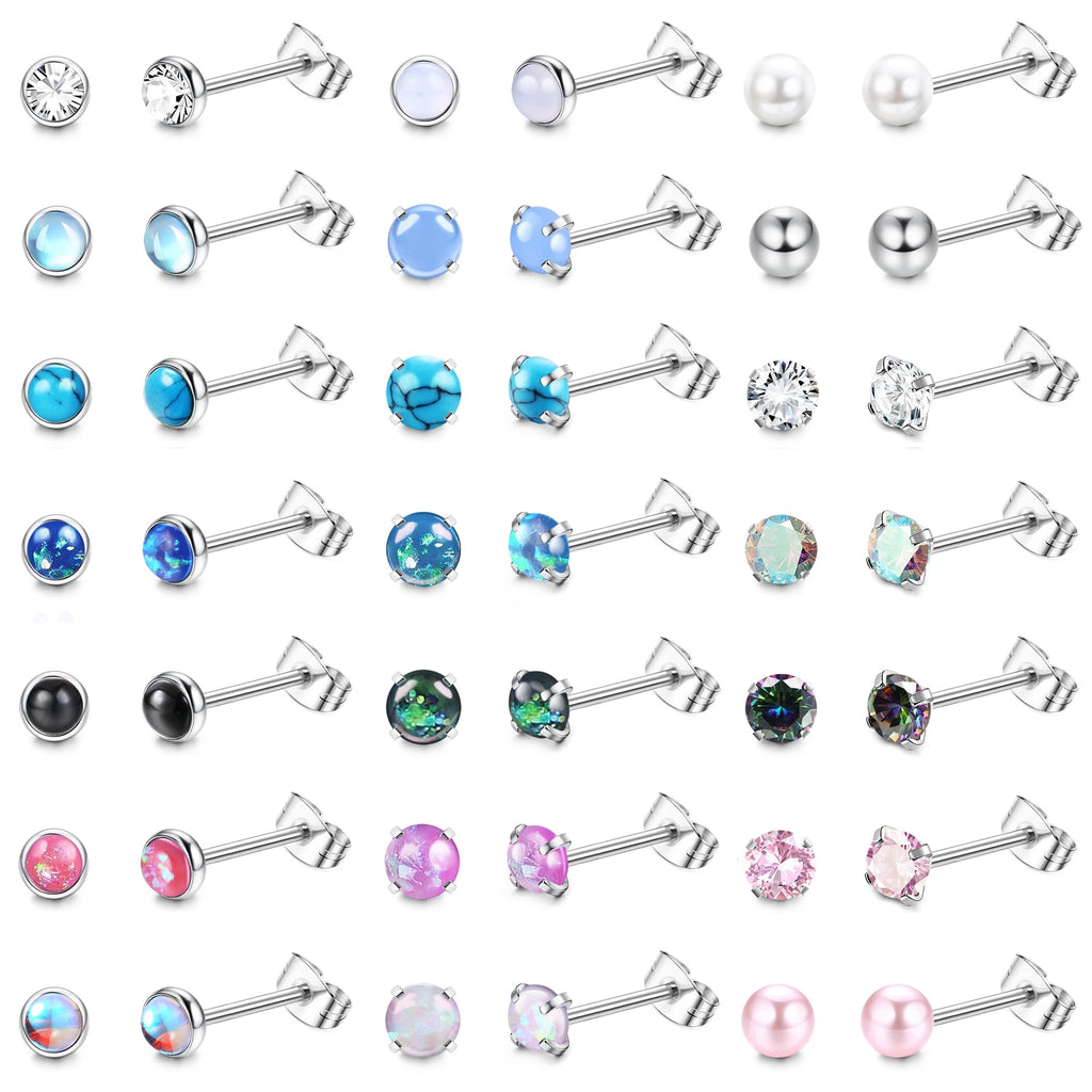YADOCA 21 Pairs Hypoallergenic Surgical Steel Stud Earrings for Women Men