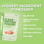 Clean Simple Eats Clear Protein Drinks, 20g Grass Fed Whey Protein Isolate, Ultra Filtered, Light & Refreshing Beverage, Low Lactose, Sour Candy Watermelon, 20 Servings