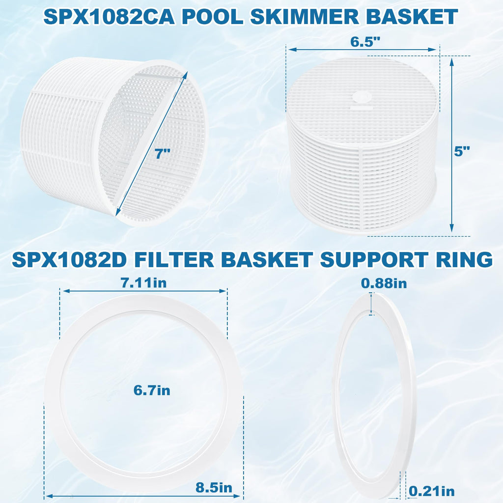 SPX1082CA Pool Skimmer Basket & SPX1082D Basket Support Ring Replacement for Hayward Swimming Pool Skimmer & Aladdin B-152 Skimmer SP1082 SP1083 SP1084 1085 1086 SP1075 1075T 1076 1077 Skimmers Basket
