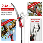 Griactrl Pole Saw for Tree Trimming, 10.8FT Extendable Tree Pruner Long Handle Branch Cutter with Pruning Saw & Scissors, Manual Limb Trimmer for High Branches, Yard Garden