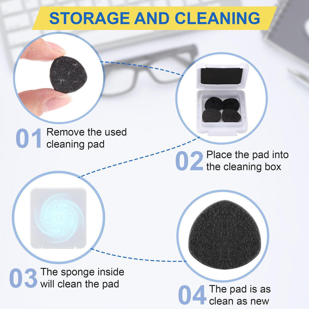 Enhon 8 Pcs Replacement Cleaner Pads Compatible with CarbonKlean Eyeglass Cleaner, Eye Glasses Cleaning Brush Pad Tool, for Cleaning Fingerprint of Lens and Glasses