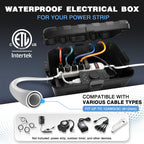 Flemoon Large Outdoor Electrical Box (12.5 x 8.5 x 5 inch), IP54 Waterproof Extension Cord Cover Weatherproof, Protect Outlet, Plug, Socket, Timer, Power Strip, Holiday Light Decoration, Black