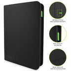 Vault X 9 Pocket Trading Card Zip Binder, 360 Cards, Premium Exo-Tec Album Material, 20 Side-Loading Pages, Folder for Collectible Games, Sports, TCG (Black)