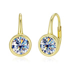 Moissanite Hoop Dangle Earrings for Women Gold Diamond Bezel Drop Earrings
