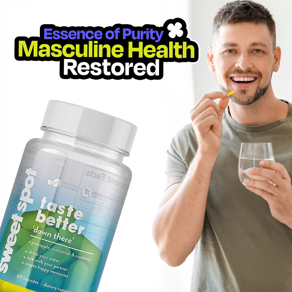 Pineapple Probiotics for Men – 625mg Sweet Spot Formula with Pineapple Extract, Cranberry & Cinnamon, Supports pH Balance & Freshens Taste, 60 Capsules, Made in the USA