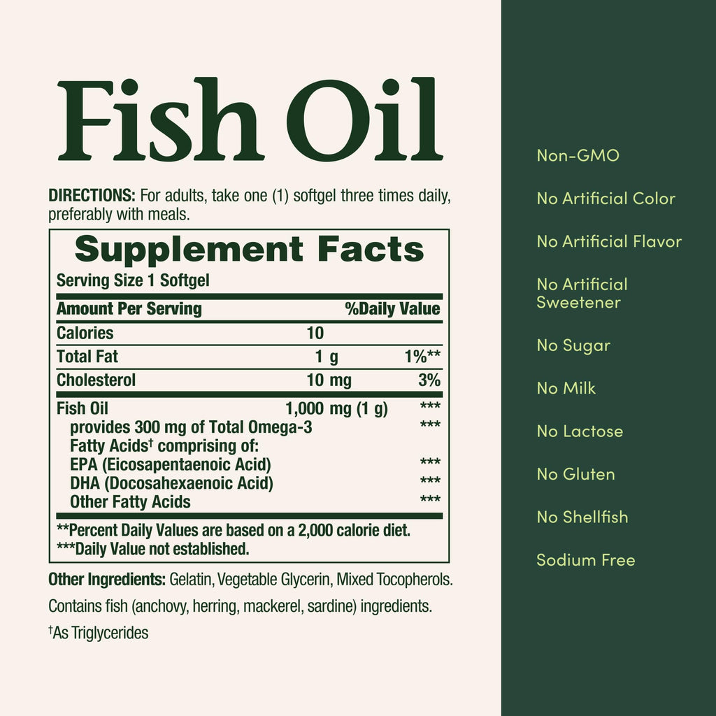 Nature's Bounty Fish Oil, Supports Heart Health, 1000mg, Rapid Release Softgels, 145 Ct (Pack of 3)