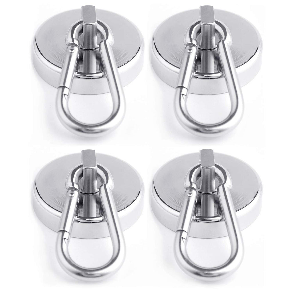 WELLZEER Magnetic Hooks 170lbs Magnet Hooks Carabiner for Hanging Refrigerator Strong Large Heavy Duty Neodymium Magnet (170LBS-4PACK)