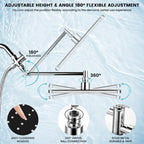 RNDIOZD Shower Head with Handheld,11.8 Inch Large Rectangular Rain Shower Head with 5 Modes Handheld Spray Combo,Adjustable Double Shower Heads with Holder and 11'' Extension Arm,Chrome
