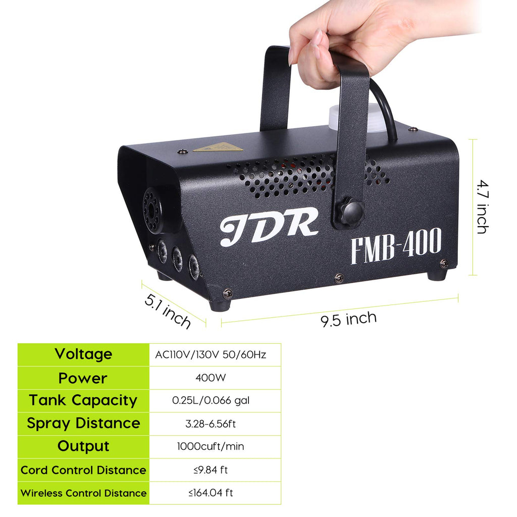 Fog Machine JDR Smoke Machine Controllable LED Light 500W and 2000CFM Fog Disinfection with Wireless and Wired Remote Control for Weddings, Halloween,Parties or Disinfection with Fuse Protection