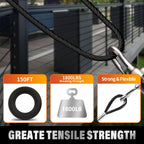 Black Stainless Steel Cable for Railing - 150FT 1/8" T316 Wire Rope for Deck Cable Railing System Kit