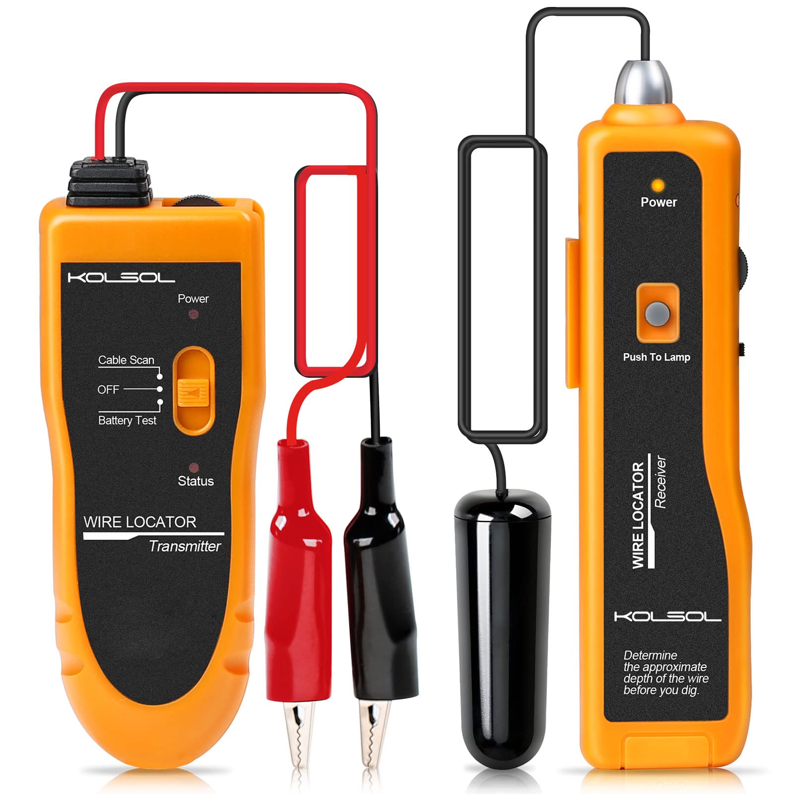 KOLSOL F02 Underground Cable Locator, Wire Tracer with Earphone, Cable Tester for Dog Fence Cables Irrigation Control Wires