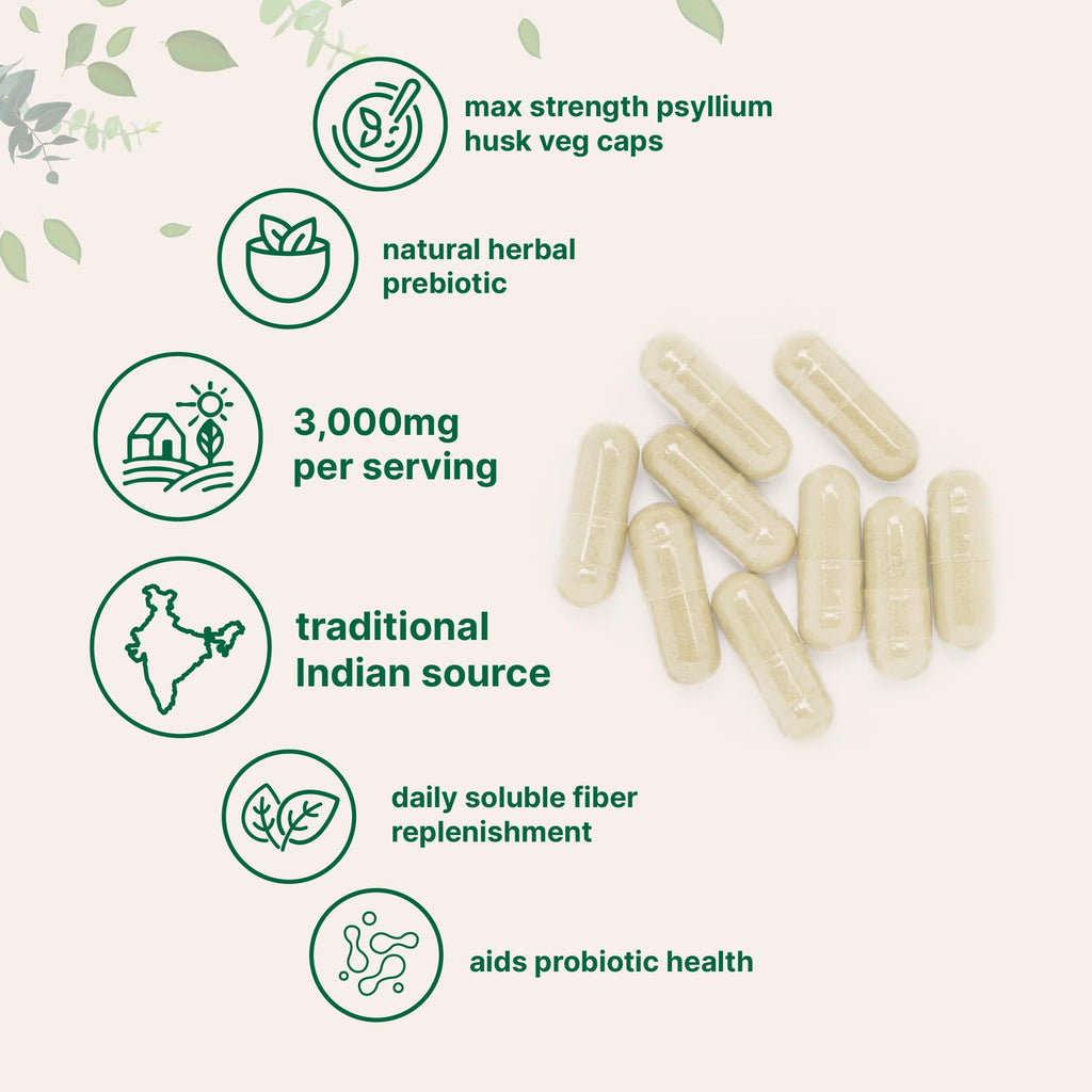 Micro Ingredients Psyllium Husk Capsules 3000mg, 500 Veg Caps | Soluble Fiber Supplement for Women & Men | Natural Prebiotics & Probiotics Fiber Supplements for Gut & Digestive Health | Non-GMO