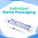 Meterbox 100 Pack 3ml Syringes with Needle - 23G 1 inch Disposable 3cc Luer Lock Syringe for Scientific Lab Use, Sterile Individually Wrapped