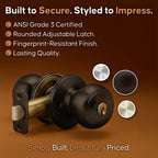 Copper Creek Colonial Entry Door Knob – Keyed Entry Handle with Lock and Key, ANSI Grade-3 Certified, DIY-Friendly Install for Interior and Exterior Entrance Doors – Tuscan Bronze (1 Pack)