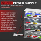 SAMYUCHO 1/64 Scale Diecast Display Case for Hot Wheels Matchbox Cars, Toy Car Model Mini Garage with LED Light and Acrylic Cover, Stackable Parking Lot Diorama Storage for Collection Present