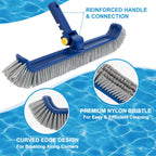 POOLAZA Pool Brush with Rotatable Handle,17.5" Pool Brush Head for Inground Pools, Above-Ground & Vinyl Pools, Heavy-Duty Pool Brushes for Cleaning Pool Walls