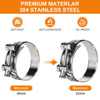 4 Pack Sieqioor T-Bolt Hose Clamps 304 Stainless Steel 20-22mm