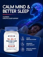 1000mg Magnesium Complex for Women & Men, 16 in 1 High Absorption | Glycinate, Citrate, Malate, Taurate | Sleep, Nerve, Heart, Bone, Muscle & Energy | Non-GMO, Gluten-Free, 120 Capsules