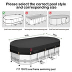 QH.HOME 10x16Ft Oval Pool Cover,Super Windproof Ratchet Straps (1,500lb Break Strength)-Effective Installation/Removal,Pool Cover for Above Ground Pools,Snug Fit,Blocks Leaves, Sun & Water
