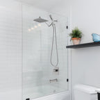 G-Promise All Metal 12 Inch Dual Square Shower Head with Handheld Spray Combo, Rain Shower Head, Adjustable Extension Arm, 3-Way Diverter, 71 Inch Extra Long Hose - A Bathroom Upgrade(Brushed Nickel)