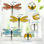 PLASUPPY Metal Dragonfly Wall Decor Outdoor Garden Fence Art Hanging Decorations for Patio, Yard, Indoor Home, Living Room, Bedroom, 3 Pack (Large)