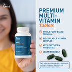 Dr. Tobias Adult Multivitamin for Women & Men, Immune Supporting Vitamins from 42 Fruits, Vegetables, Plus Probiotics, Vegan Multivitamins for Men & Women, Non-GMO, 180 Tablets, 60 Servings