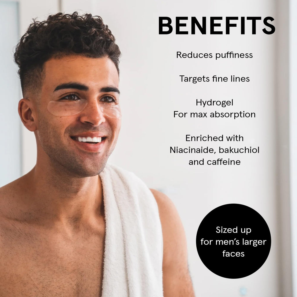 JAXON LANE BRO MASK Under Eye Patches for Men with Hydrogel (2 x 6 pairs) - Anti-Aging Korean Eye Masks for Dark Circles and Puffiness- Puffy Under Eye Treatment - Perfect Skin Care for Men