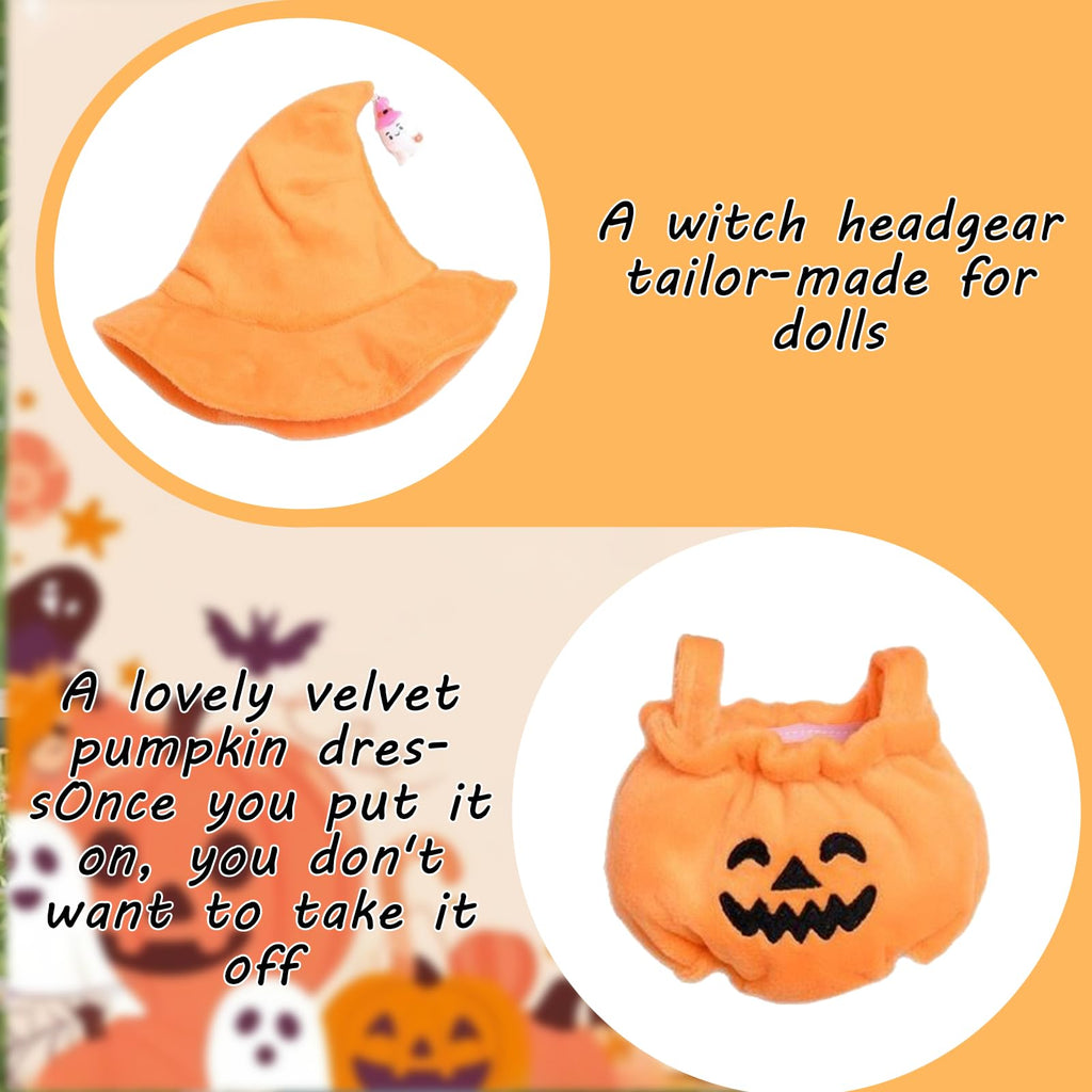 Zimomo Clothes for Labubu Dolls - Cute Outfit for 6.7 Inch (17cm) 1-Piece Costume Accessory, (Doll Not Included) - Perfect for Collectors and Dress-Up (Halloween Pumpkin Set B)