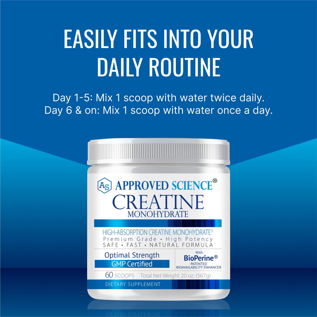 Approved Science Creatine Monohydrate Powder – with BioPerine – Supports Strength, Lean Muscle & Recovery – 5 g Per Serving – Unflavored Creatine Powder – Non-GMO, Vegan – 120 Servings (Pack of 2)